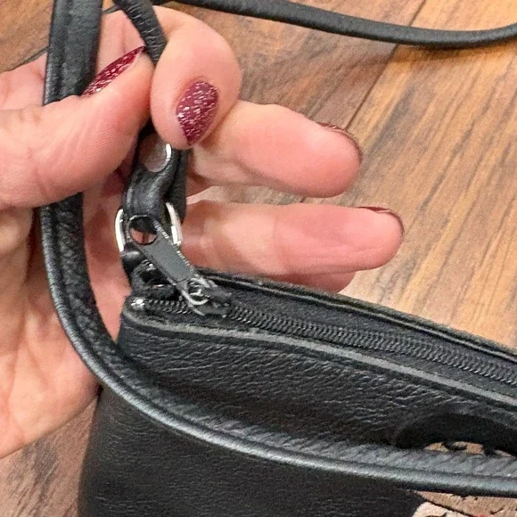 Vtg Betty Boop Embroidered Leather Crossbody Bag Black 90s Rare Novelty Pop Art - Picture 9 of 14